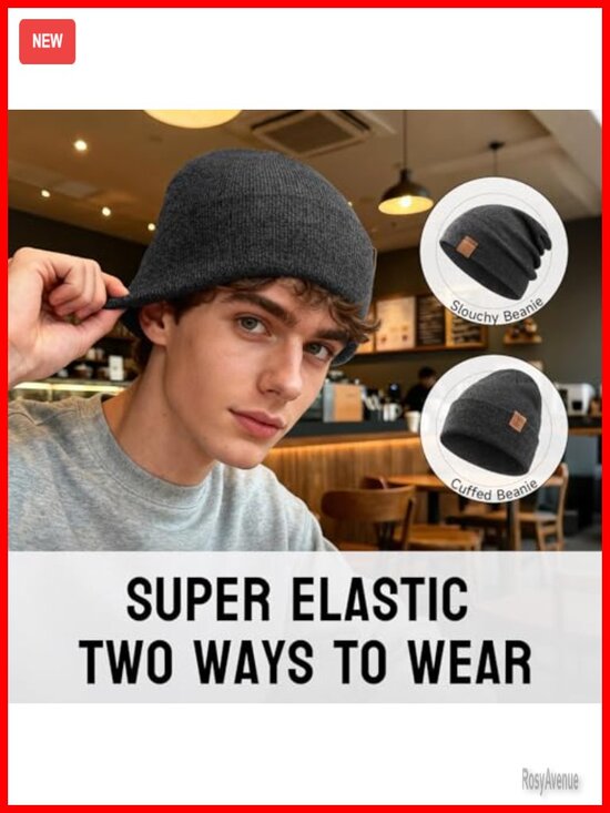 Knit Beanie Hat - Slouchy Cuffed Winter Hat for Men Women main image 5